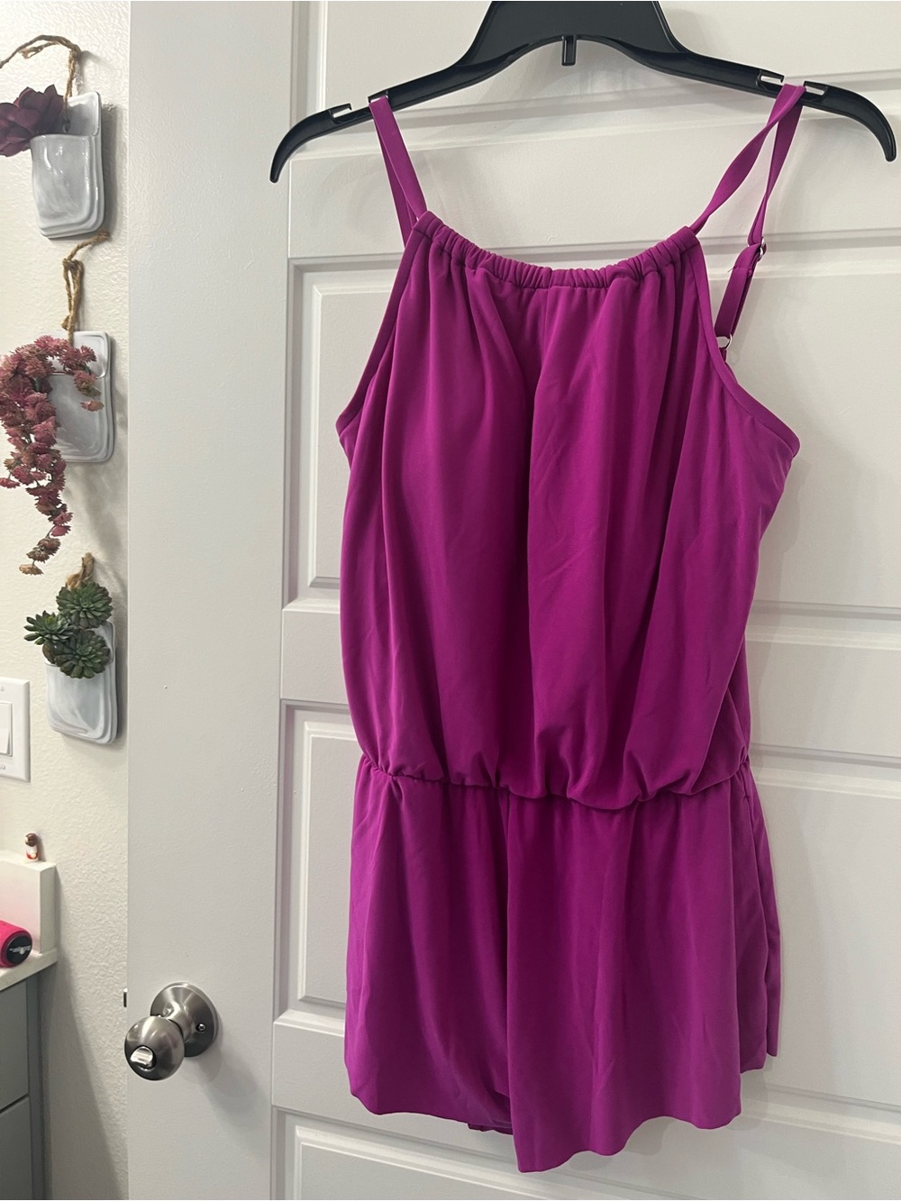 Aqua Green Magenta One-Piece Swim Romper